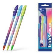 Набор ручек шариковых 4 шт. ErichKrause Neo Stick Cool Ray 0.7, Super Glide Technology, синий, пакет